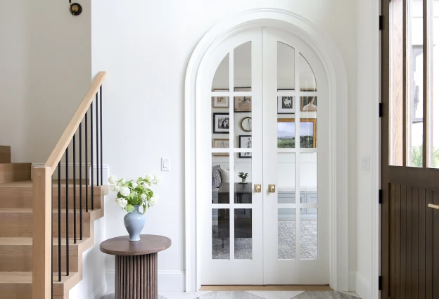 Half arch white French interior doors