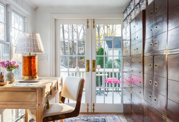 French doors leading to a home office