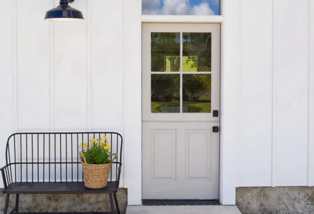 Exterior Dutch door with glass and WaterBarrier® technology.
