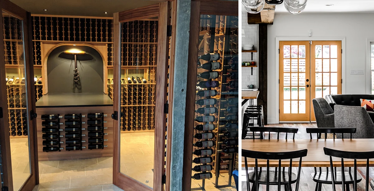 Double French door leading to wine cellar